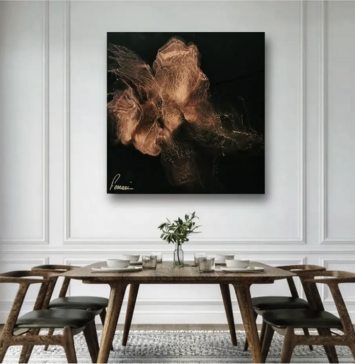 tableau noir et bronze sur dibon